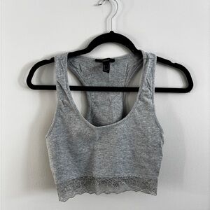 Forever 21 Gray Lace-Hem Racerback Bralette